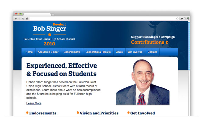 elect_bob_singer_genesis_framework Politician Genesis WordPress Website